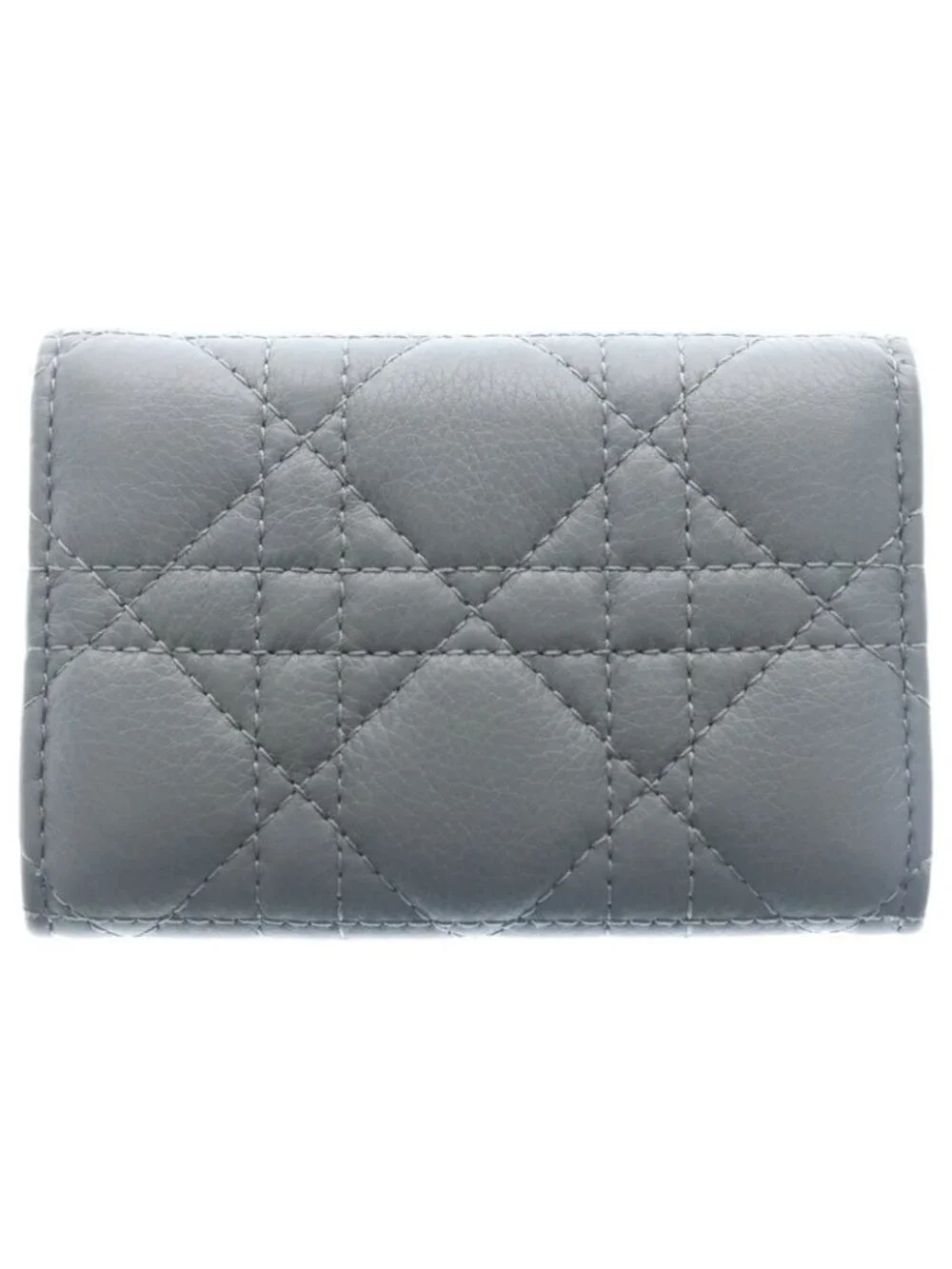 Dior Bifold Coin Case Cannage Business Card Holder Mini Wallet Light Blue